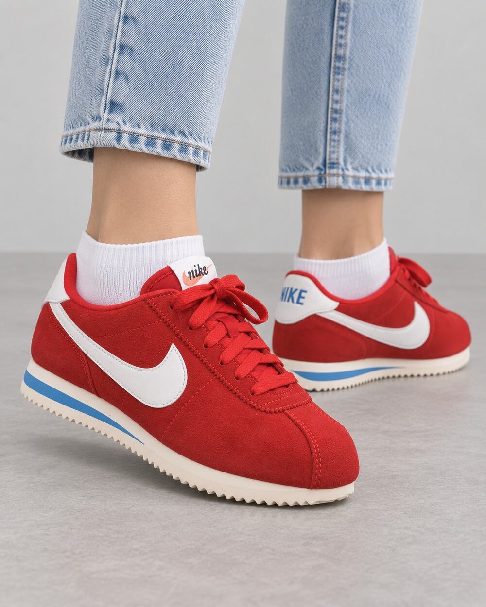 Nike Cortez Women’s Size 6 Light Crimson White Photo Blue Suede NWT